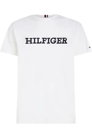 Tommy Hilfiger Tops, Heren, Wit, M, Katoen, Wit Geborduurd Logo Ronde hals T-shirt