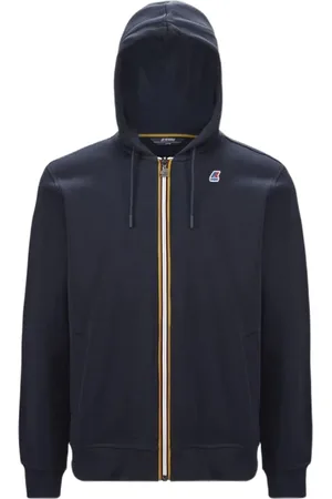 K-Way Sweatshirts & Hoodies, Heren, Blauw, S, Katoen, Blauwe Hoodie met Volledige Rits Mannen