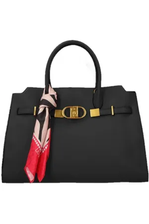 Liu Jo Tassen, Dames, Zwart, ONE Size, Leer, Zwarte Schoudertas met Sjaal