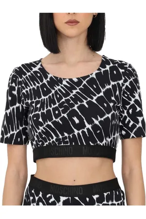 Moschino Tops, Dames, Zwart, M, Fantasy Print Underbear Crop Top