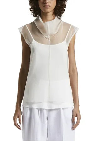 PESERICO SIGN Tops, Dames, Wit, 2Xs, Organza, Blouses & Shirts