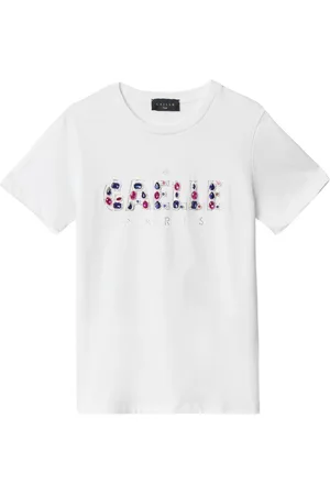 GAËLLE Tops, Dames, Wit, S, Hart Detail Juweel T-Shirt Wit Vrouwen