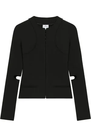 Courrèges Jassen, Dames, Zwart, S, Katoen, Zwarte Scuba Aansluitende Jas