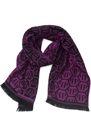 Philipp Plein Accessoires, Heren, Paars, ONE Size, Logo All Over Stola Viola