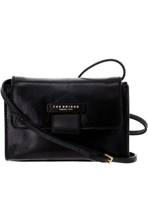 The Bridge Tassen, Dames, Zwart, ONE Size, Leer, Zwarte leren crossbody tas Cernaia Line