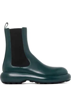 Jil Sander Schoenen, Dames, Groen, 37 EU, Leer, Bosgroene Leren Enkellaarzen
