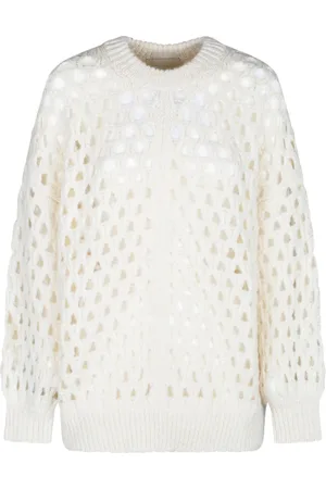 Isabel Marant Truien, Dames, , S, Geperforeerde Gebreide Trui Ecru