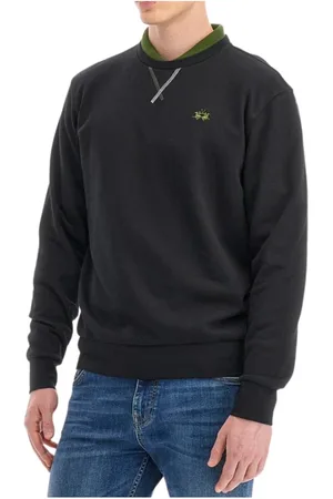 La Martina Sweatshirts & Hoodies, Heren, Zwart, 2Xl, Katoen, Lange mouw katoenen trui Whitfield zwart