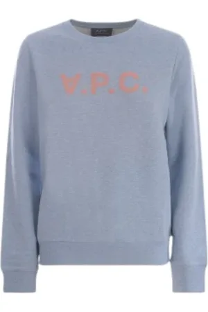 A.P.C. Sweatshirts & Hoodies, Dames, Blauw, L, Indigo Blauwe Ronde Hals Sweatshirt