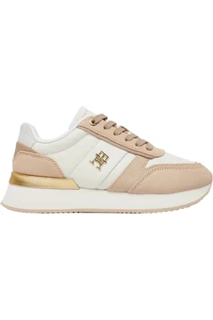 Tommy Hilfiger Schoenen, Dames, Veelkleurig, 38 EU, Leer, Wit Roze Mode Runner Sneakers