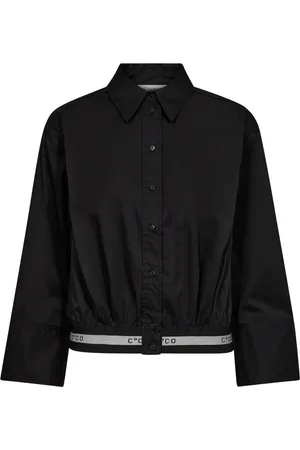 Co`Couture Blouses & Shirts, Dames, Zwart, S, Logo Crop Shirt in Zwart