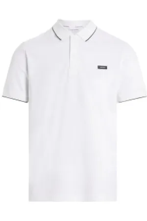 Calvin Klein Tops, Heren, Wit, M, Pique Tipping Polo
