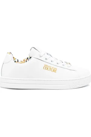 VERSACE Schoenen, Dames, Wit, 36 EU, Leer, Witte Court Sneakers voor Vrouwen
