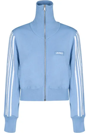 Autry Truien, Dames, Blauw, M, Gestreepte Gebreide Sweatshirt met Logo