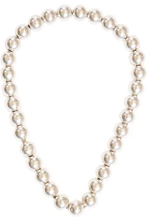 Jil Sander Accessoires, Dames, Grijs, ONE Size, Zilveren Ketting met Metalen Bol en Kralen