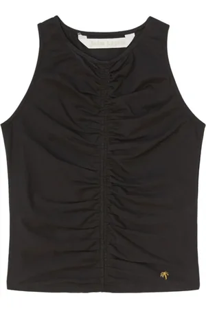 Palm Angels Tops, Dames, Zwart, M, Gerimpeld Top Zwart