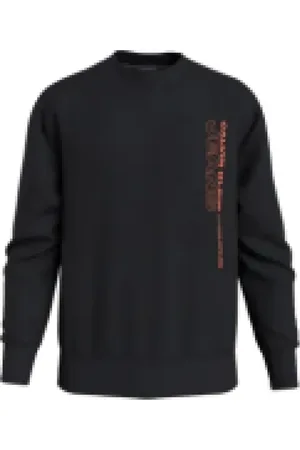 Calvin Klein Sweatshirts & Hoodies, Heren, Zwart, L, Zwarte Logo Crew Neck Sweater