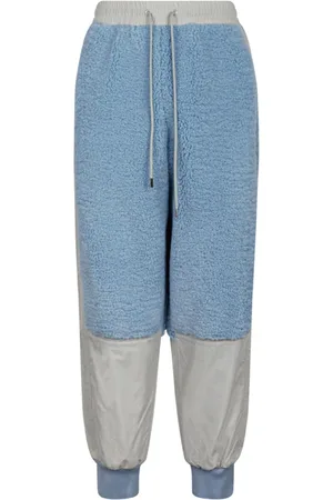 J.W.Anderson Broeken, Heren, Blauw, M, Nylon, Kleur Blok Trainingsbroek Smal Been