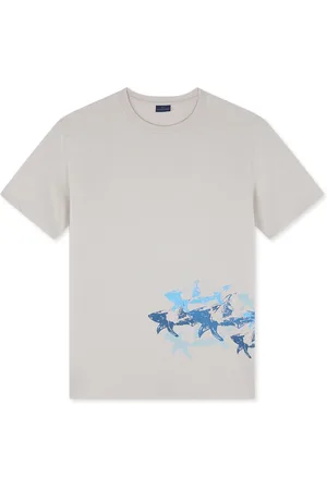 Paul & Shark Tops, Heren, , S, Katoen, T-shirt met verontruste haaienprint