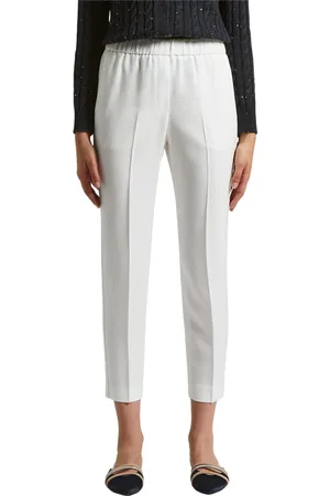 PESERICO SIGN Broeken, Dames, Wit, 3Xs, Stretch viscose cady broek