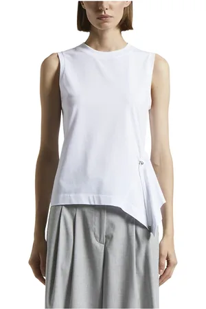 PESERICO SIGN Tops, Dames, Wit, L, Katoen, Bi-elastische katoenen jersey top