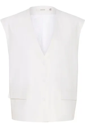 Gestuz Jassen, Dames, Wit, XS, Linnen, Linnen Vest - Helder Wit
