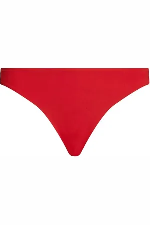 Tommy Hilfiger Badkleding, Dames, Rood, XS, Rode Bikini Bottom met Logo Print