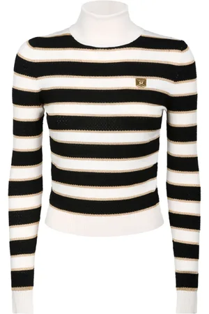 Elisabetta Franchi Truien, Dames, Veelkleurig, S, Gestreepte Cropped Sweater
