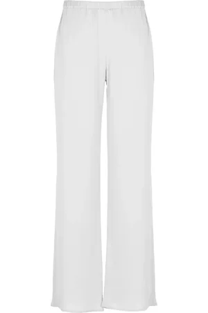 ANTONELLI Broeken, Dames, Grijs, L, Zilveren Zijden Broek Elastische Taille Zakken