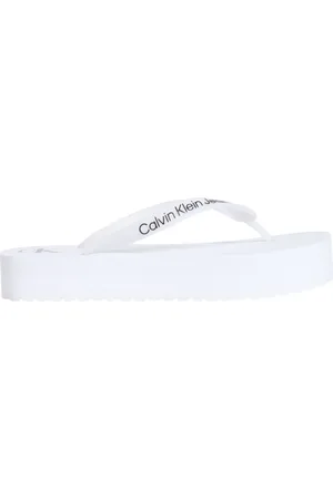 Calvin Klein Schoenen, Dames, Wit, 38 EU, Witte Flatform Flip Flops