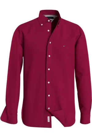 Tommy Hilfiger Overhemden, Heren, Rood, XL, Katoen, Royal Berry Katoenen Overhemd
