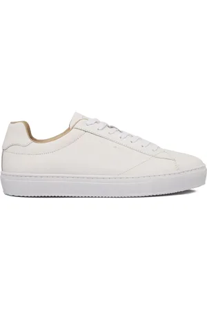 Tommy Hilfiger Schoenen, Heren, Wit, 44 EU, Leer, Witte Leren Sneakers Veters Ronde Neus
