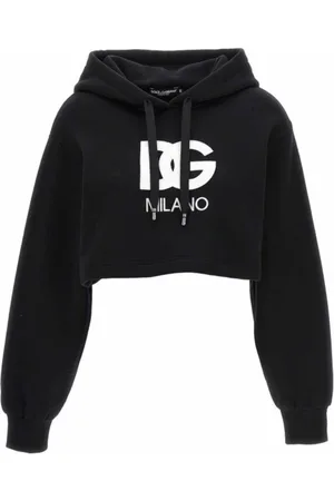 Dolce & Gabbana Sweatshirts & Hoodies, Dames, Zwart, S, Zwarte hoodie met geborduurd logo