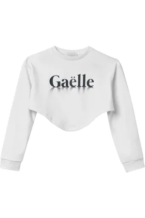GAËLLE Sweatshirts & Hoodies, Dames, Wit, L, Katoen, Witte Katoenen Logo Sweater Gemaakt in Italië