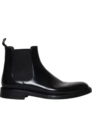 Green george Schoenen, Heren, Zwart, 43 EU, Leer, Zwarte Chelsea Enkellaarzen