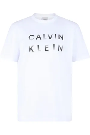Calvin Klein Tops, Heren, Wit, L, Katoen, Wit Logo Print T-shirt