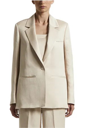PESERICO SIGN Jassen, Dames, , XL, Linnen, Single-breasted blazer in vloeiende viscose en linnen keper