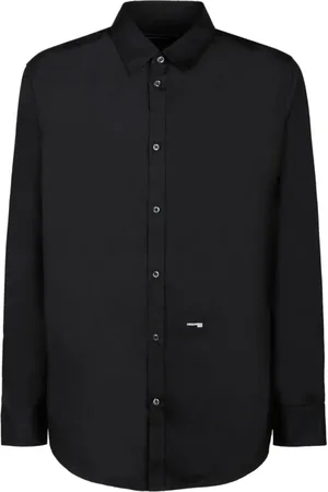 Dsquared2 Overhemden, Heren, Zwart, M, Katoen, Zwarte relaxte shirt met logoprint