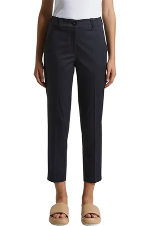 PESERICO SIGN Broeken, Dames, Blauw, 2Xs, Katoen, Stretch katoen satijnen broek