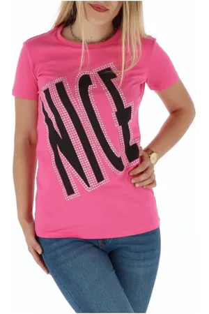 Guess Tops, Dames, Roze, S, Katoen, Sprankelende Grafische Tee