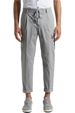 PESERICO SIGN Broeken, Heren, Grijs, XL, Katoen, Lichtgewicht stretch katoenen jogger broek