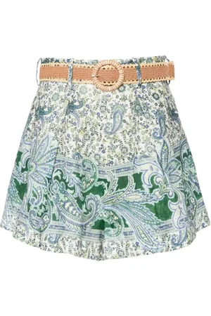 ZIMMERMANN Korte broeken, Dames, Veelkleurig, S, Linnen, Paisley Print Linnen Shorts