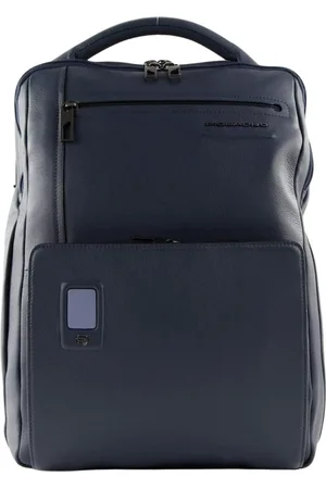 Piquadro Tassen, Heren, Blauw, ONE Size, Leer, Blauwe leren laptoptas zakelijke stijl