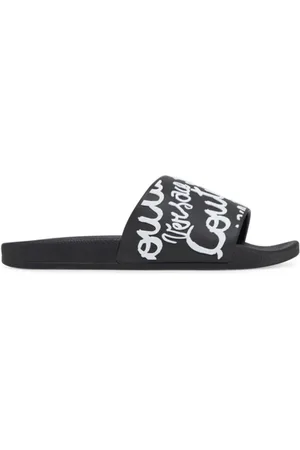 VERSACE Schoenen, Dames, Zwart, 38 EU, Zwarte Instap Sandalen Shell Model