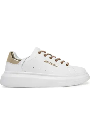 Roberto Cavalli Schoenen, Dames, Wit, 38 EU, Leer, Witte Leren Sneakers Ursa Model