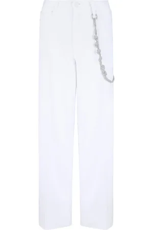 Pinko Jeans, Dames, Wit, W30, Witte broek met kettingdetail