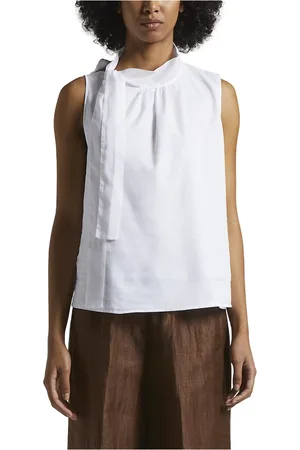 PESERICO SIGN Tops, Dames, Wit, M, Katoen, Puur katoenen voile top
