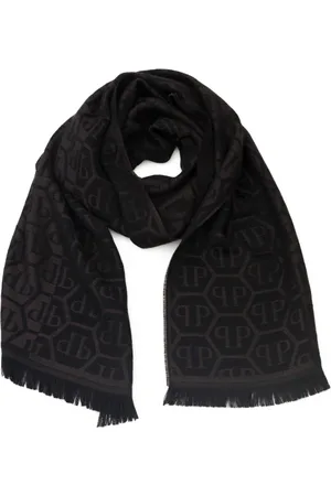 Philipp Plein Accessoires, Heren, Bruin, ONE Size, Bruine Logo All-Over Sjaal