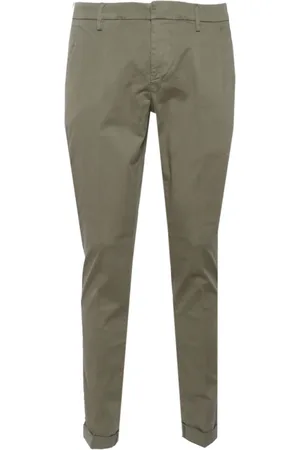 Dondup Broeken, Heren, Groen, W36, Katoen, Slim Gabardine Katoenen Broek