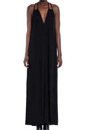 THOM KROM Kleedjes, Dames, Zwart, S, Zwarte Viscose Halternek Jurk